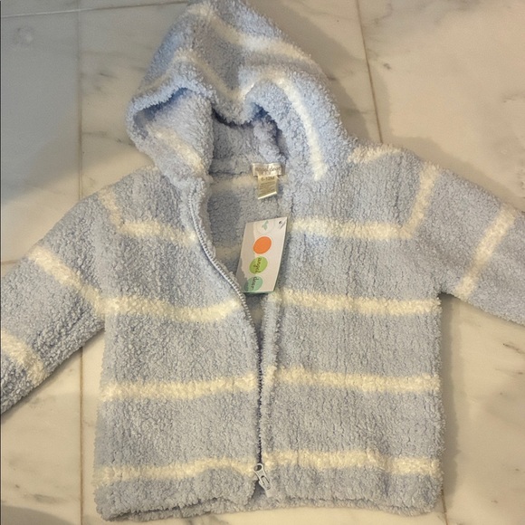 Cozy Blue and White Striped Kids Hoodie - Picture 1 of 2